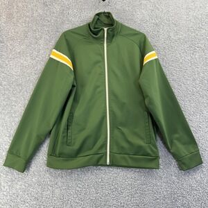 GAP Jacket Mens Medium Green Full Zip Track Raglan Sleeve Stripe Retro Polyester